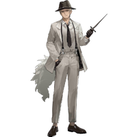 A Siracusan Lupo mafioso of the Volsinii famiglie with white suit, brown fedora, and a stiletto