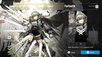 The new interface for selecting which artwork the assistant should use. Previously, tapping the Outfit selection would instead open the Outfit menu in their profile. The new version still shows the background and the Operator's artwork as it is positioned on-screen.